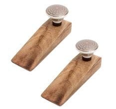 2 Pieces Golden Crown Pattern Ceramic Wooden Door Stopper
